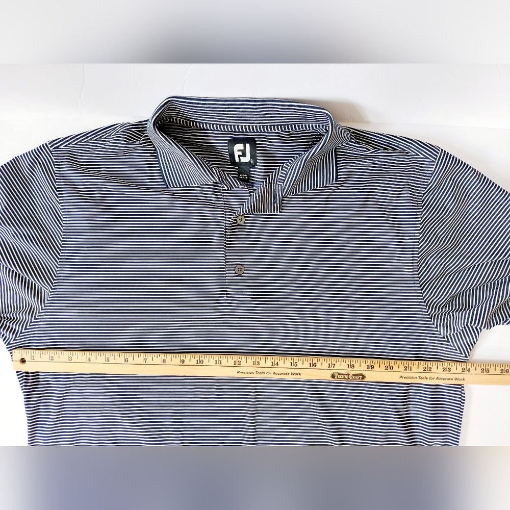 Navy Blue Micro Stripe Golf Polo FootJoy size Large - Picture 4 of 5